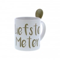 Relaxpakket: Fleecedeken met mok ‘Liefste Meter’ en Spoonful of Chocolate | Beige